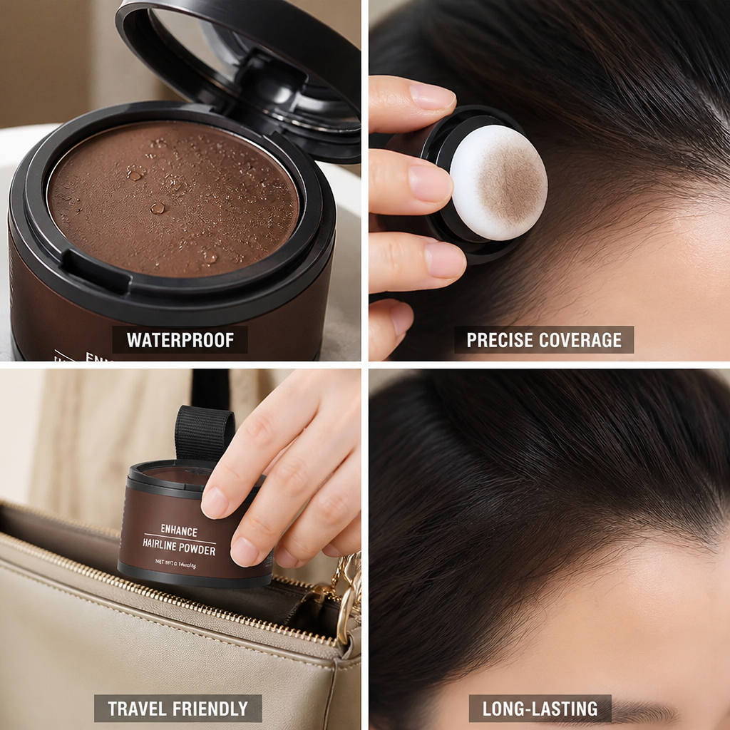 Hairline Concealer Powder Waterproof 48-Hour Precision Applicator & Mirror