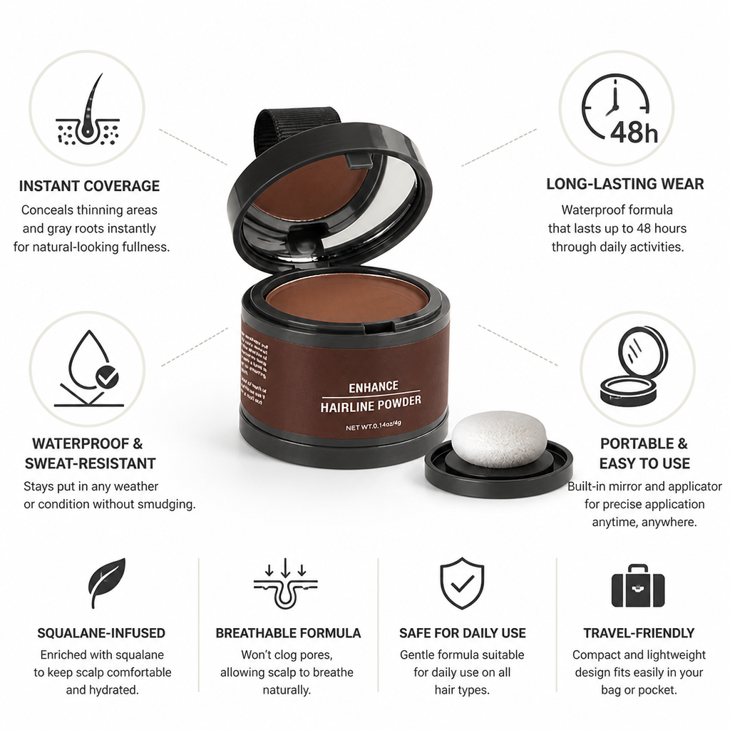 Hairline Concealer Powder Waterproof 48-Hour Precision Applicator & Mirror