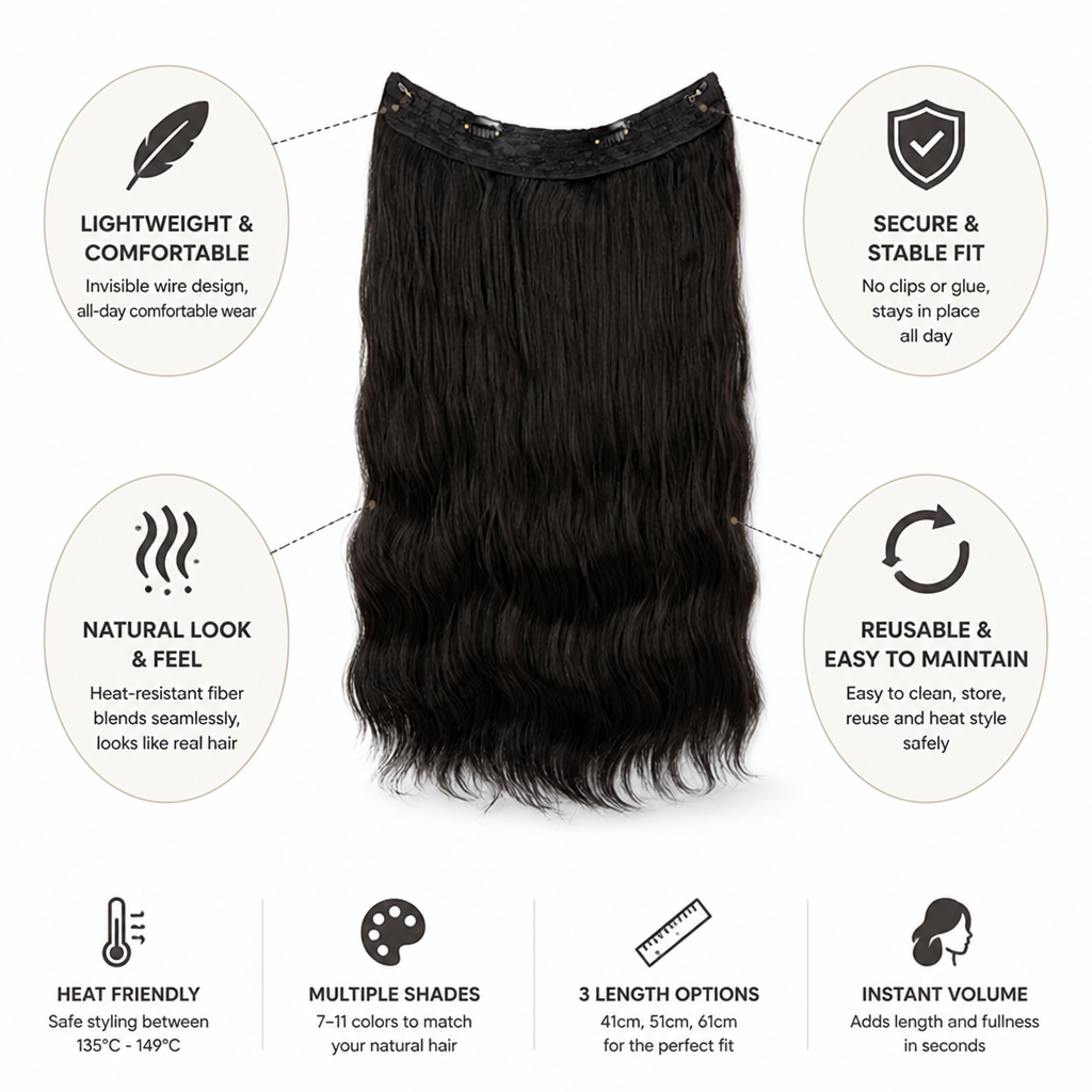 Halo Hair Extension Invisible Wire & Heat-Resistant Fiber