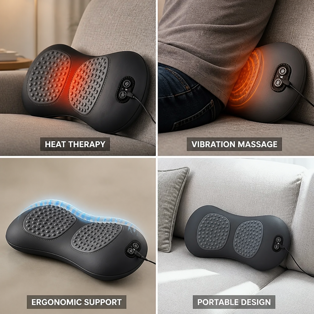 Heat & Vibration Back Massager (Lumbar Support)
