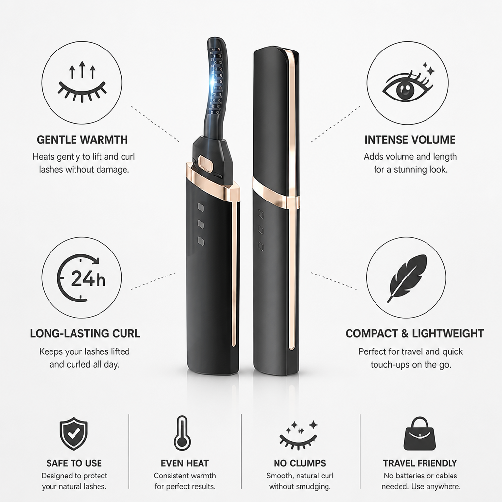 Heated Eyelash Curler Gentle Warmth Portable Long-Lasting Lift