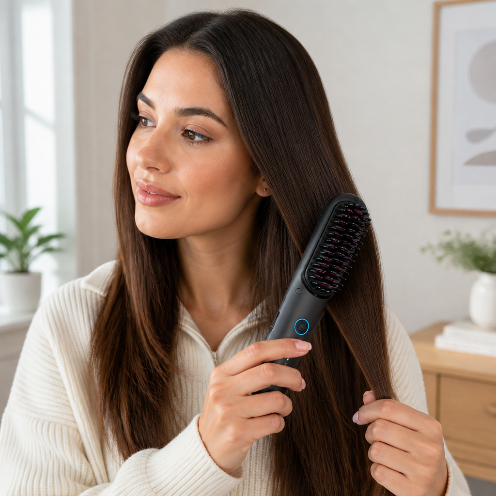 Heated Hair Brush Cordless Ceramic Travel Size