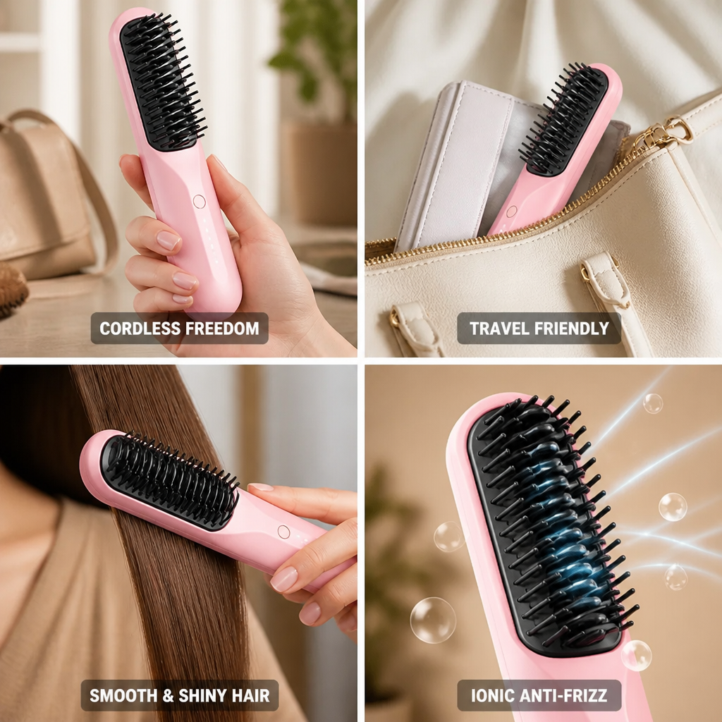 Heated Hair Styler Cordless Ionic 3 Heat Settings
