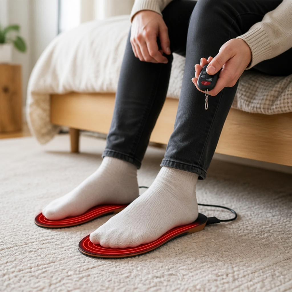 Heated Insoles Remote-Controlled 3 Heat Levels USB Rechargeable