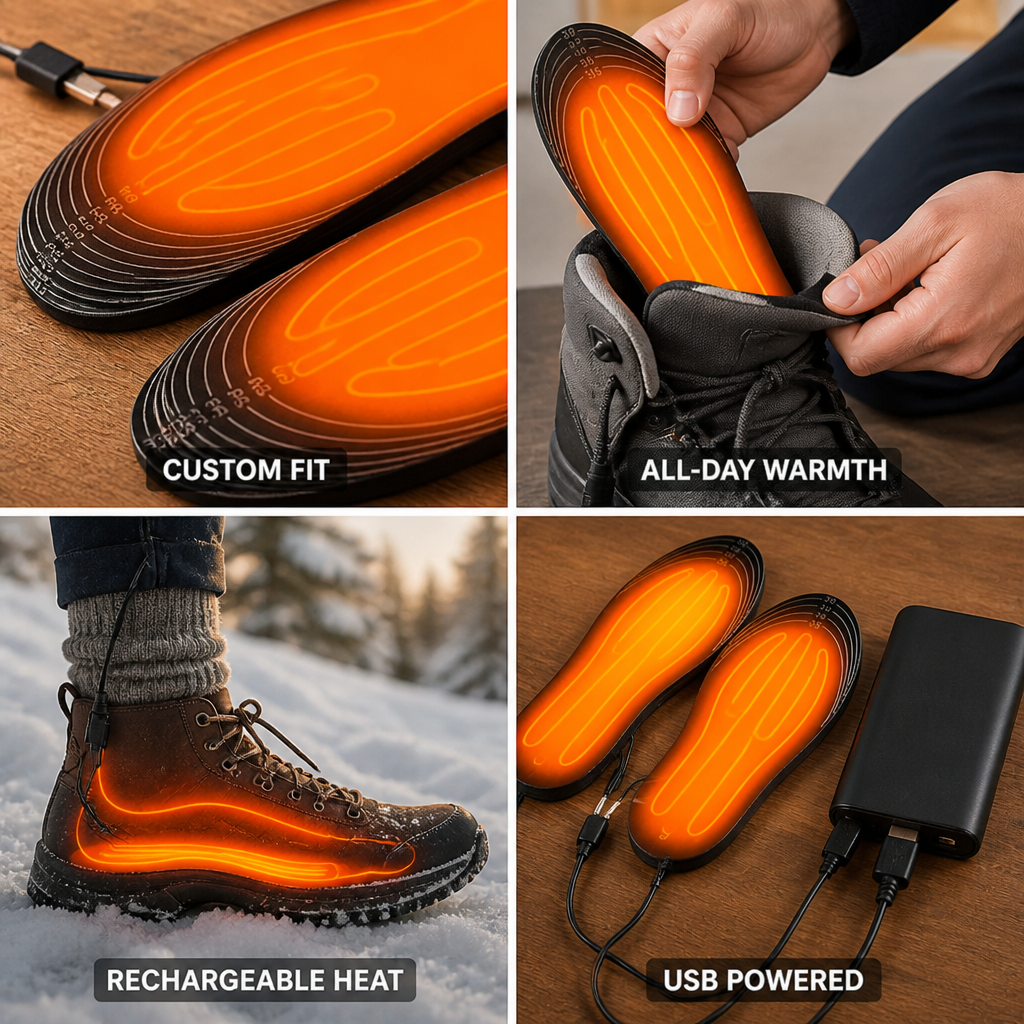 Heated Insoles USB Rechargeable Dual-Zone Heating