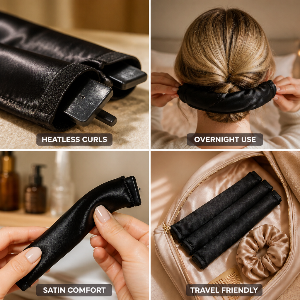 Heatless Hair Curlers Overnight Satin & Soft Lining