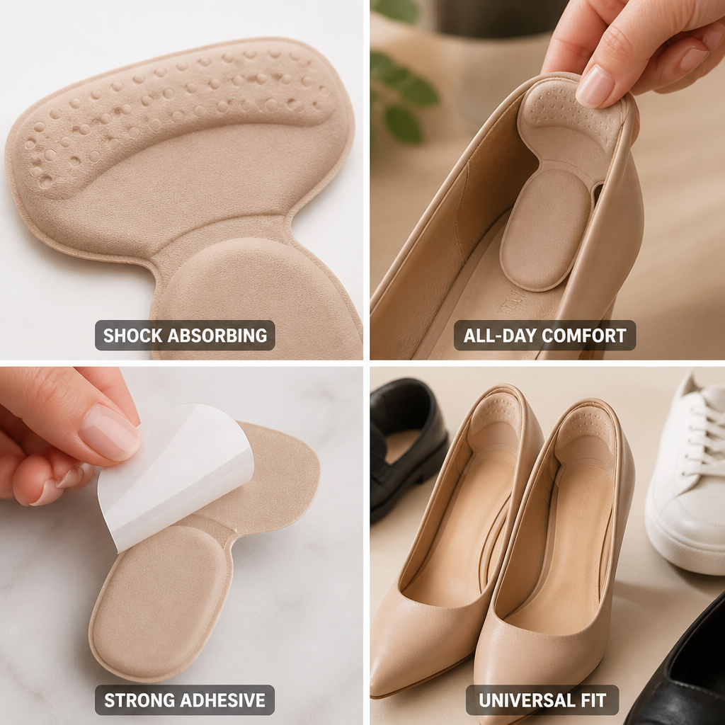 Heel Cushions Shock-Absorbing Gel Strong Adhesive & Universal Fit