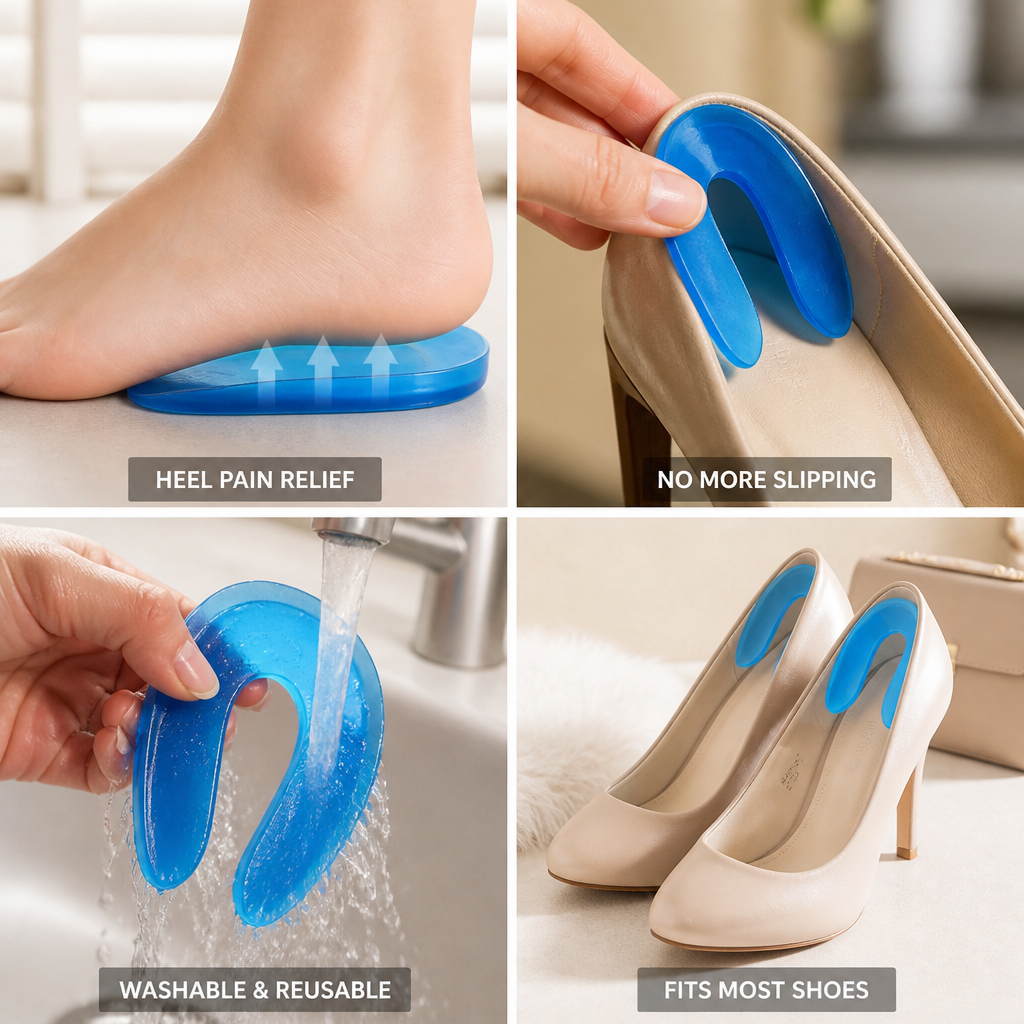 Heel Cushions U-Shaped Soft Gel 4-Pack