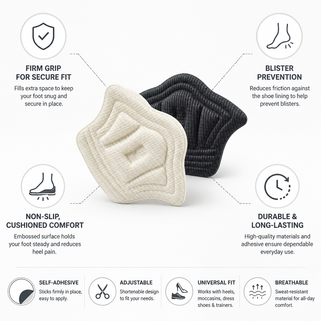 Heel Grips Cushioned Non-Slip Self-Adhesive