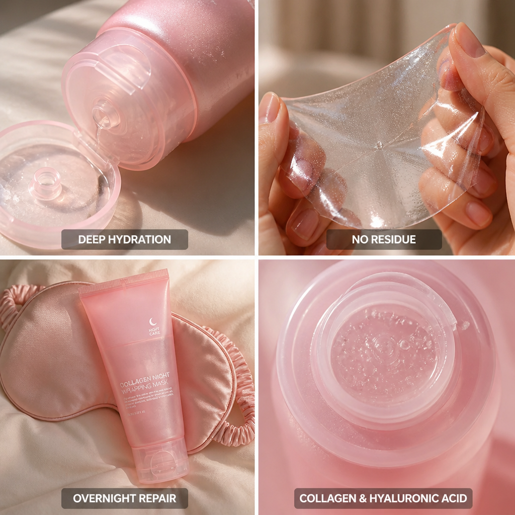 Hydrogel Night Mask Organic Collagen & Hyaluronic Acid Intensive Hydration