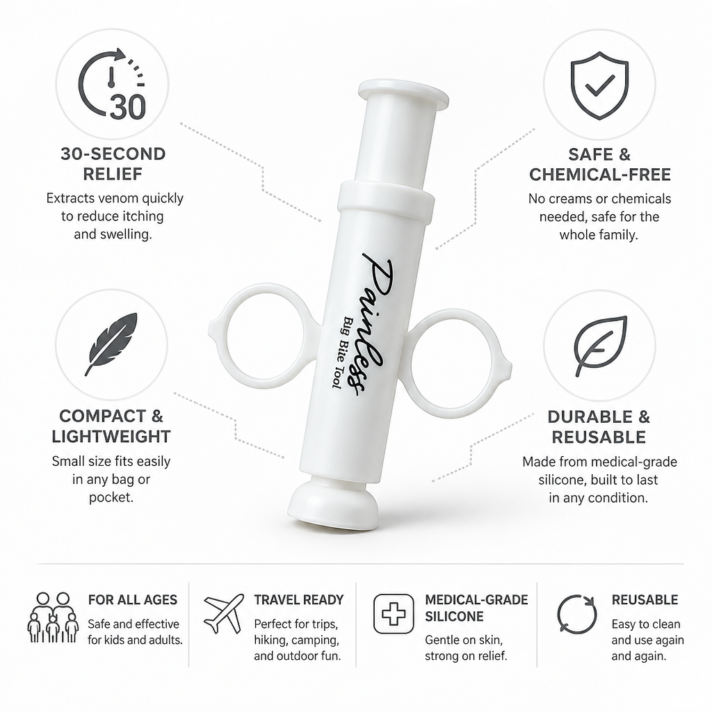 Insect Bite Relief Device 30-Second Relief Medical-Grade Silicone