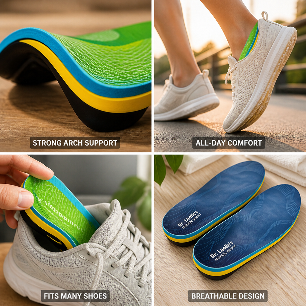 Insoles High-Arch 240+ lb Support Cushioned & Breathable
