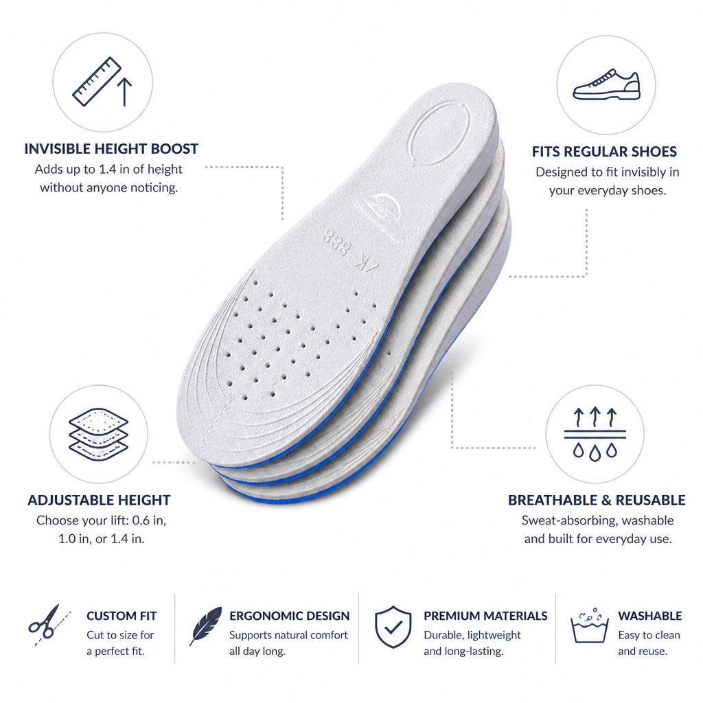 Insoles Invisible Adjustable Lift Up To 1.4 In