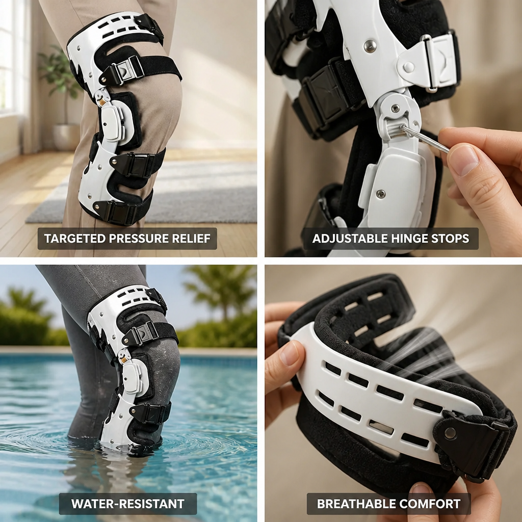 Knee Brace Adjustable Hinge Aluminium Frame & Breathable Padding