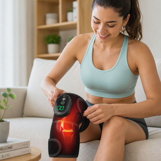 Knee Heat Therapy Wrap Wireless Rechargeable Breathable Fabric & Extension Straps