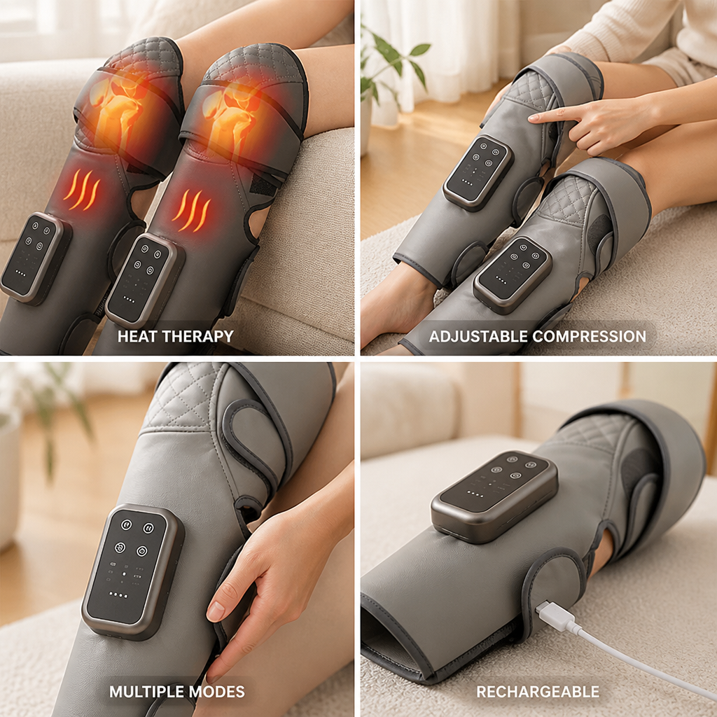 Knee Massager Heat Therapy & Adjustable Compression