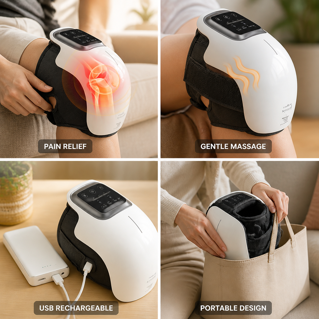 Knee Massager Heated Therapy Gentle Massage USB Rechargeable