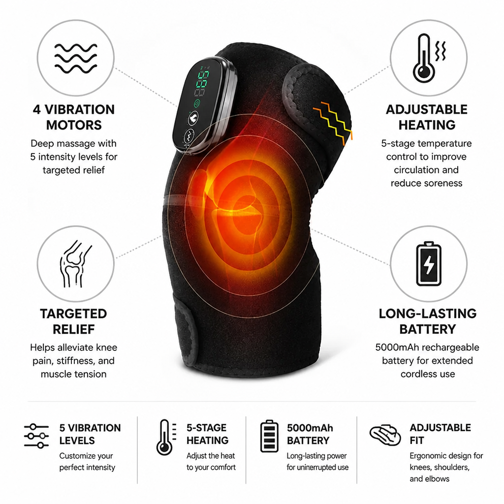Knee Pad 4-Motor Heating Vibration Cordless