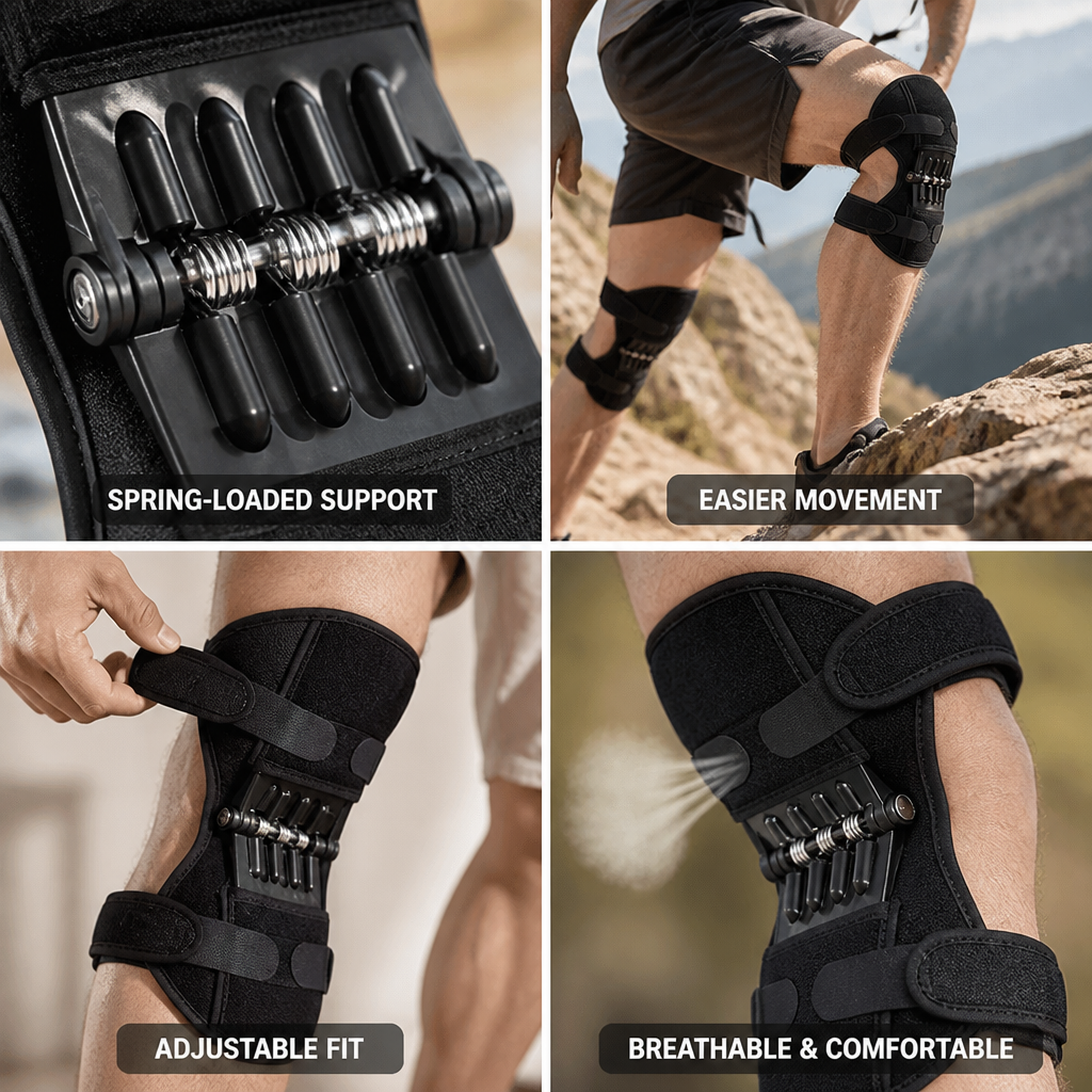 Knee Stabilizer Pads Spring-Loaded Aluminum Alloy Adjustable Velcro Straps