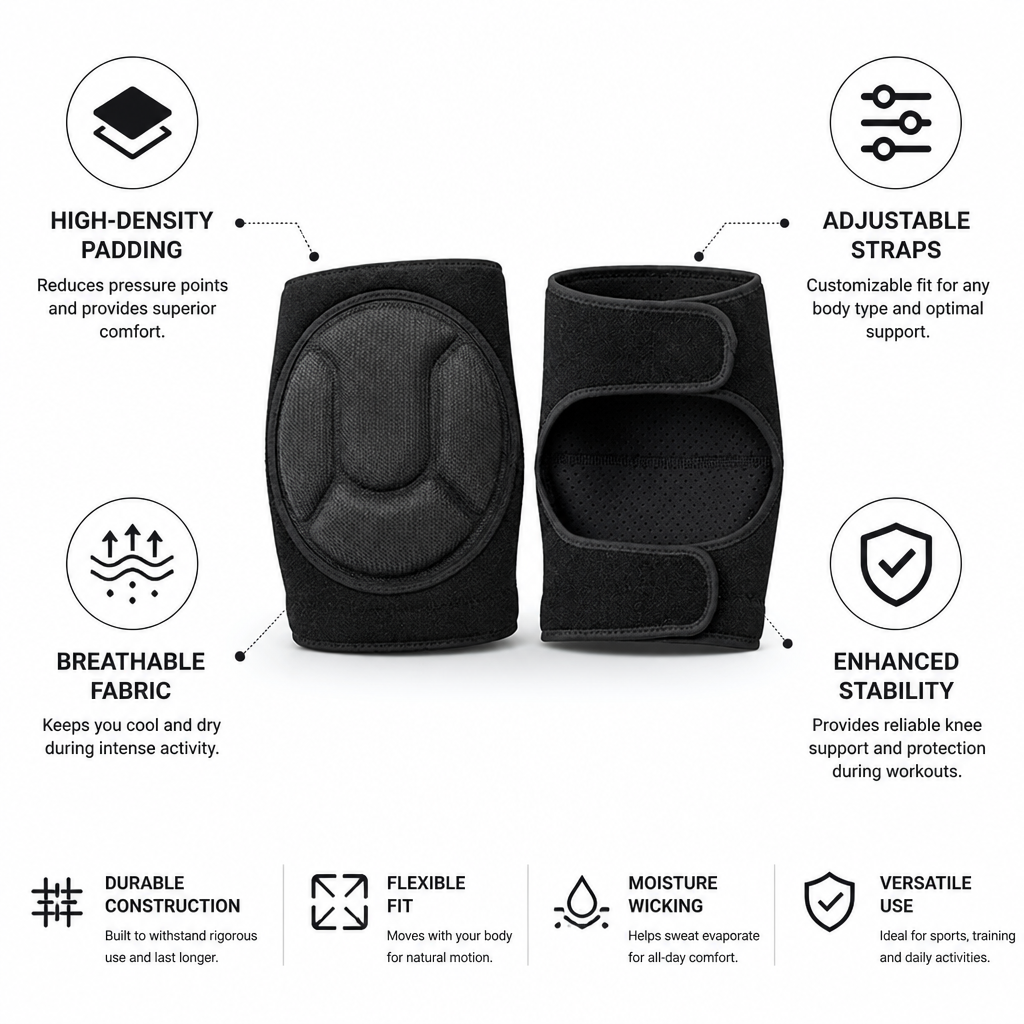 Knee Support Brace Adjustable Straps High-Density Padding Breathable Fabric