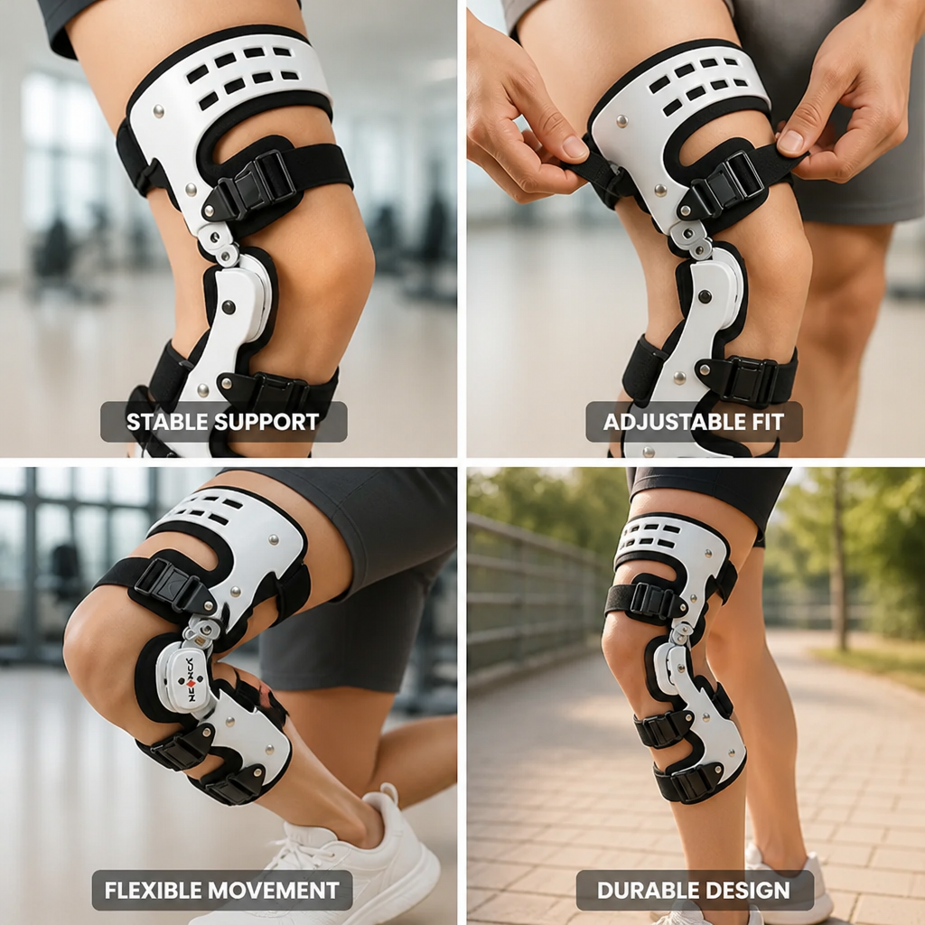 Knee Support Brace Medial & Lateral Stabilization Adjustable Fit