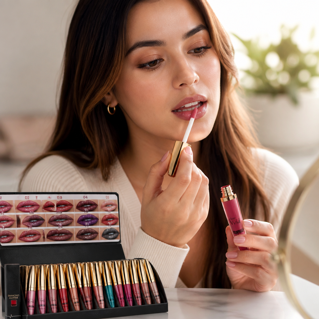 Lip Gloss Set 18-Color Matte & Shimmer Waterproof