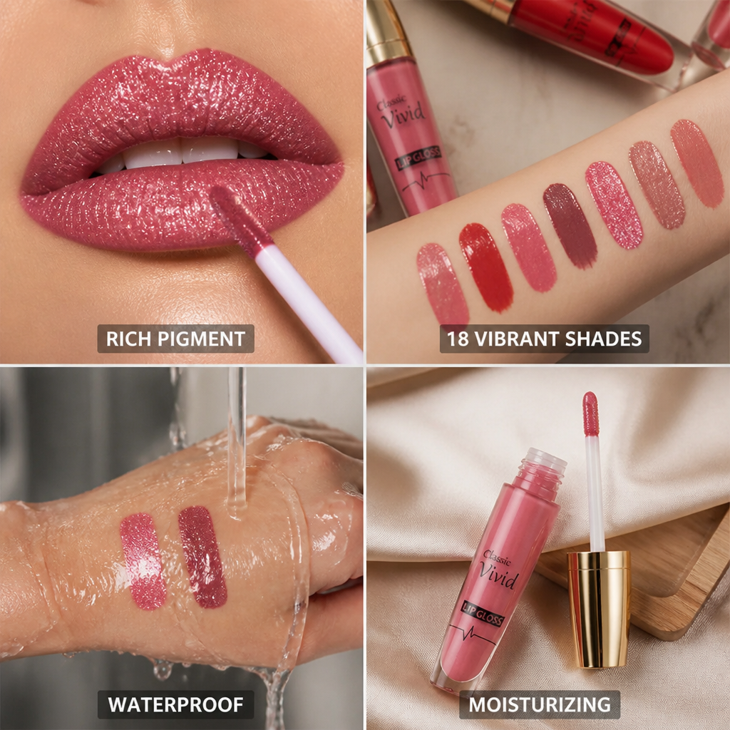 Lip Gloss Set 18-Color Matte & Shimmer Waterproof