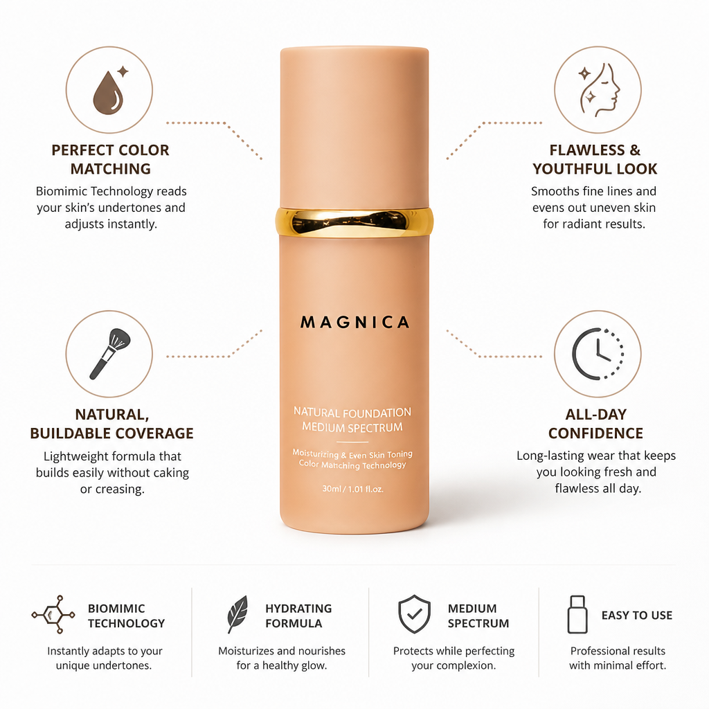 Liquid Foundation Biomimic Color-Matching Hydrating & Buildable Coverage