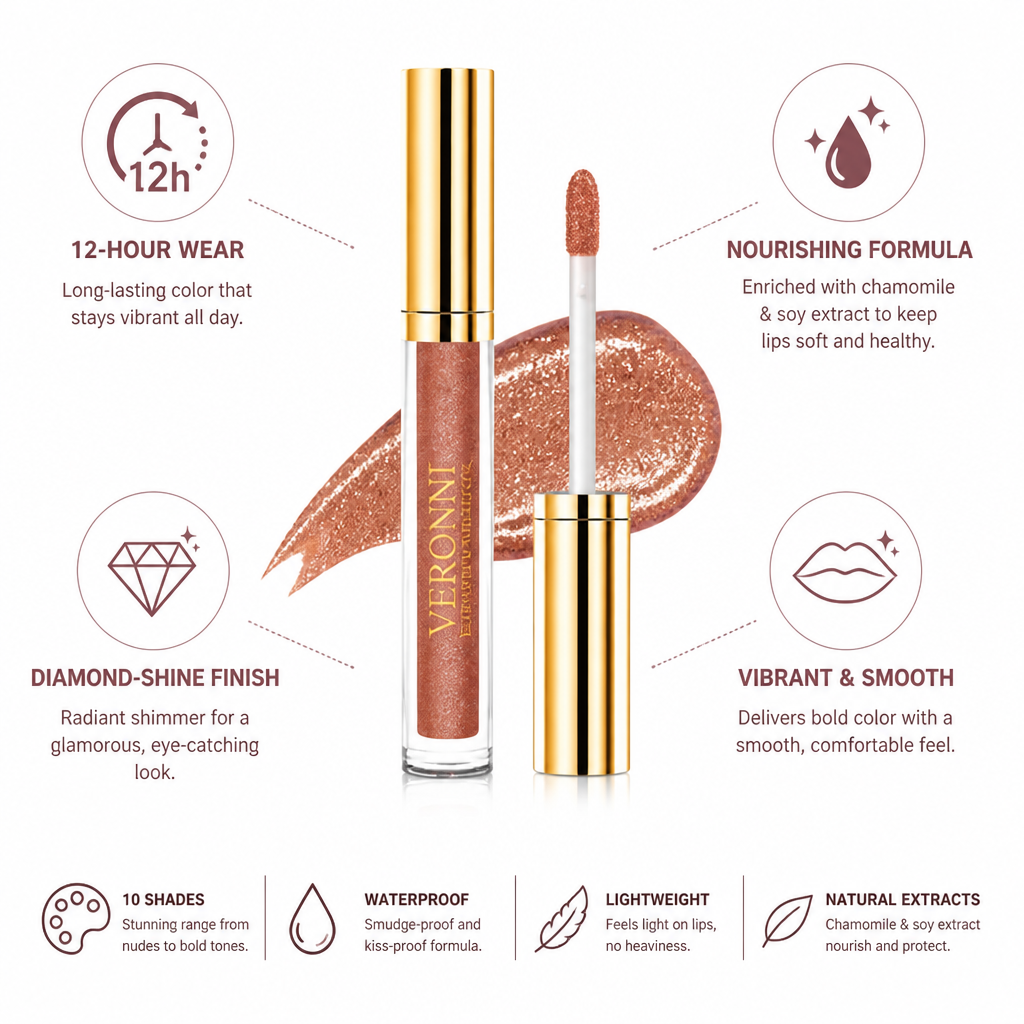 Liquid Lipstick Diamond-Shine 12-Hour Wear Chamomile & Soy