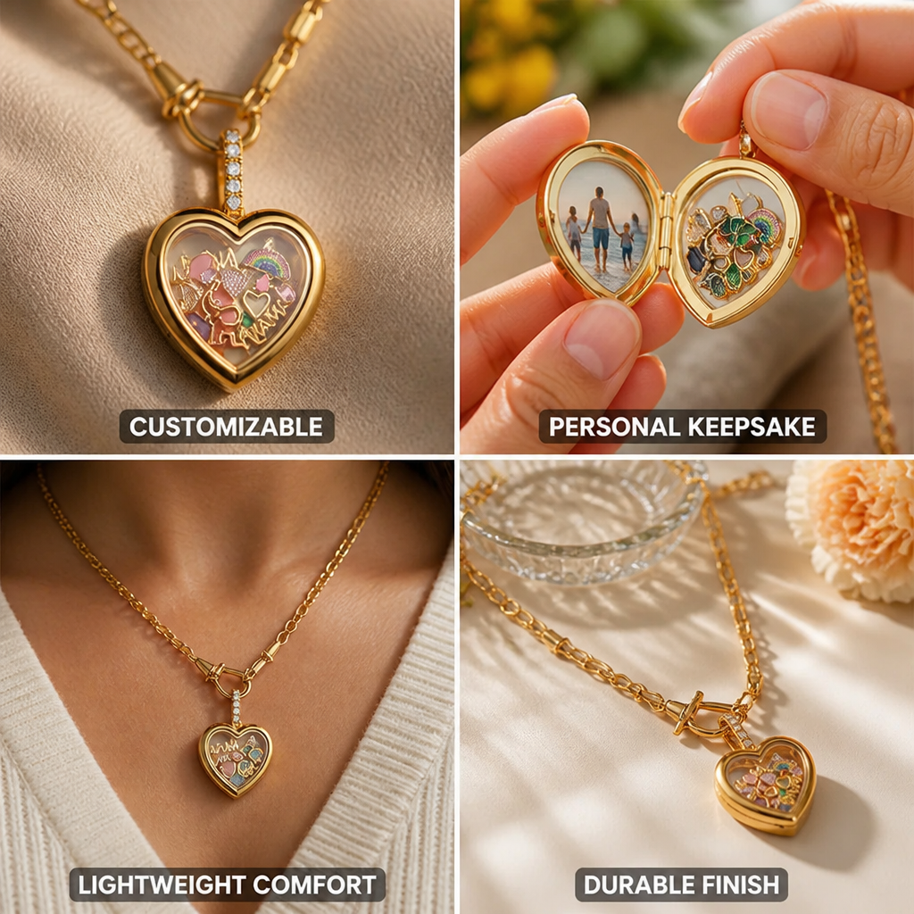 Locket Necklace Copper Customizable Photo Keepsake Lightweight