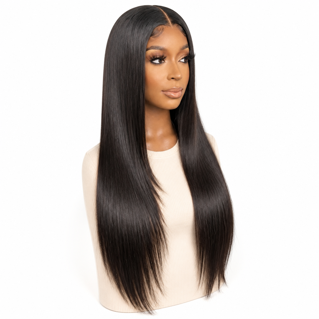 Long Straight Wig Pre-Plucked Hairline Heat-Resistant Fiber