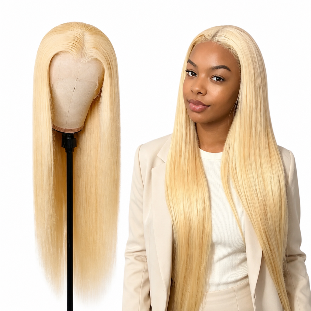 Long Straight Wig Pre-Plucked Hairline Heat-Resistant Fiber