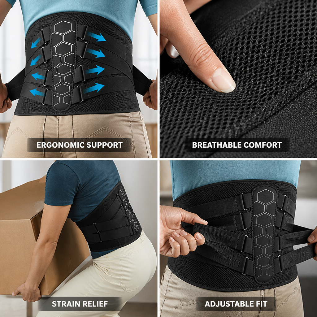 Lower Back Brace Ergonomic Lumbar Pad Breathable