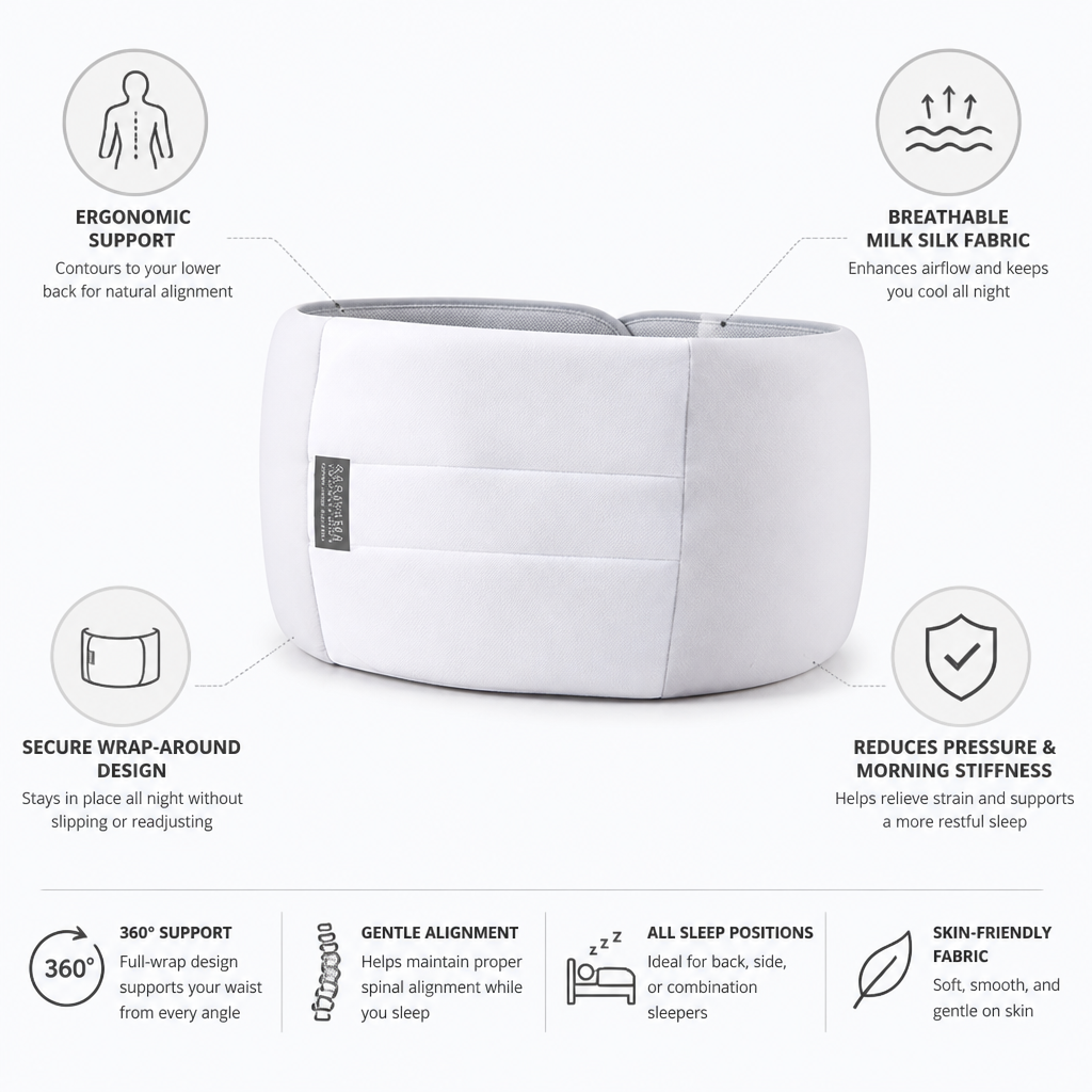 Lumbar Pillow Wrap-Around Ergonomic Breathable Milk Silk