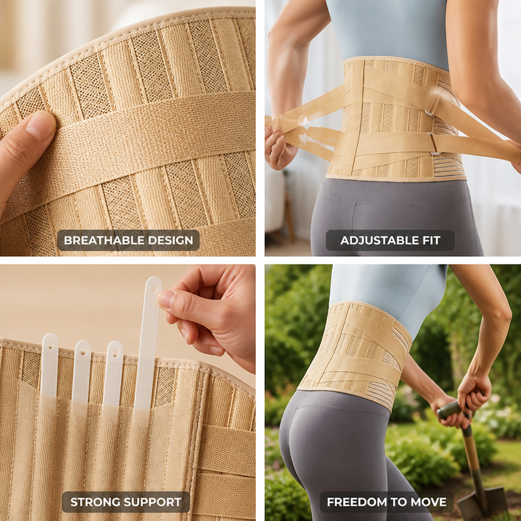 Lumbar Support Belt Adjustable Breathable Plastic Support Strips