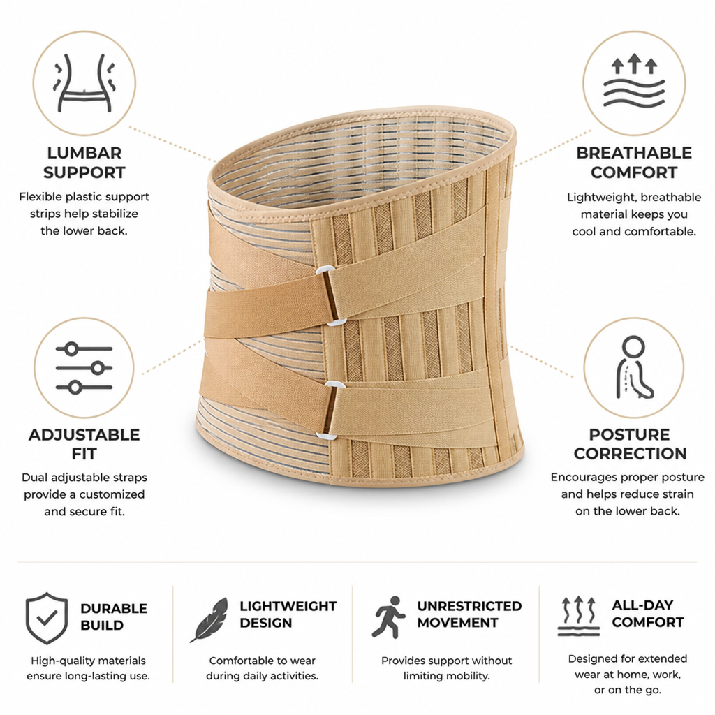 Lumbar Support Belt Adjustable Breathable Plastic Support Strips