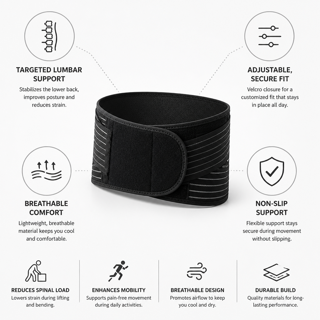 Lumbar Support Belt Adjustable Non-Slip Breathable