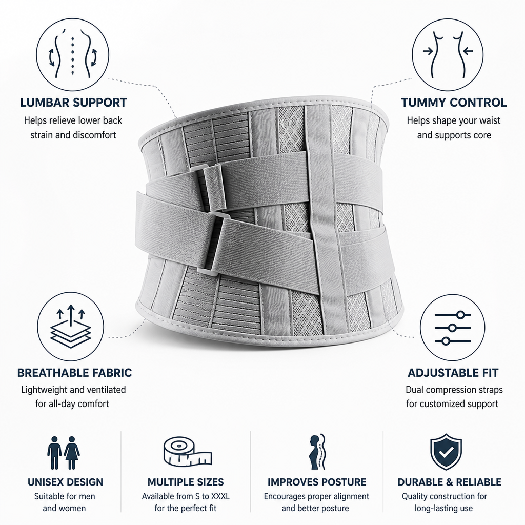 Lumbar Support Belt Adjustable Tummy Control & Posture Support