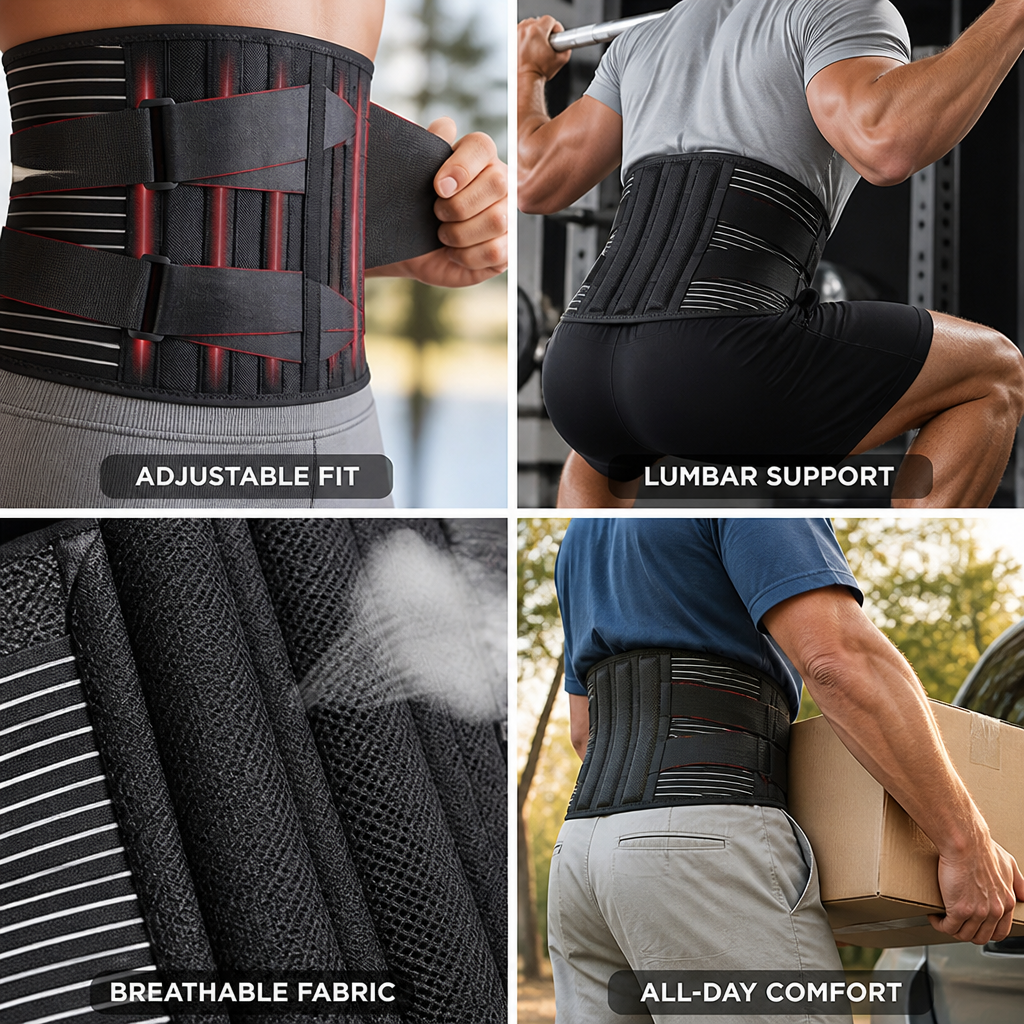 Lumbar Support Belt Breathable Adjustable Hook-And-Loop
