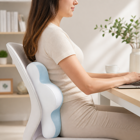 Lumbar Support Cushion Contoured Ergonomic Breathable & Washable Cover