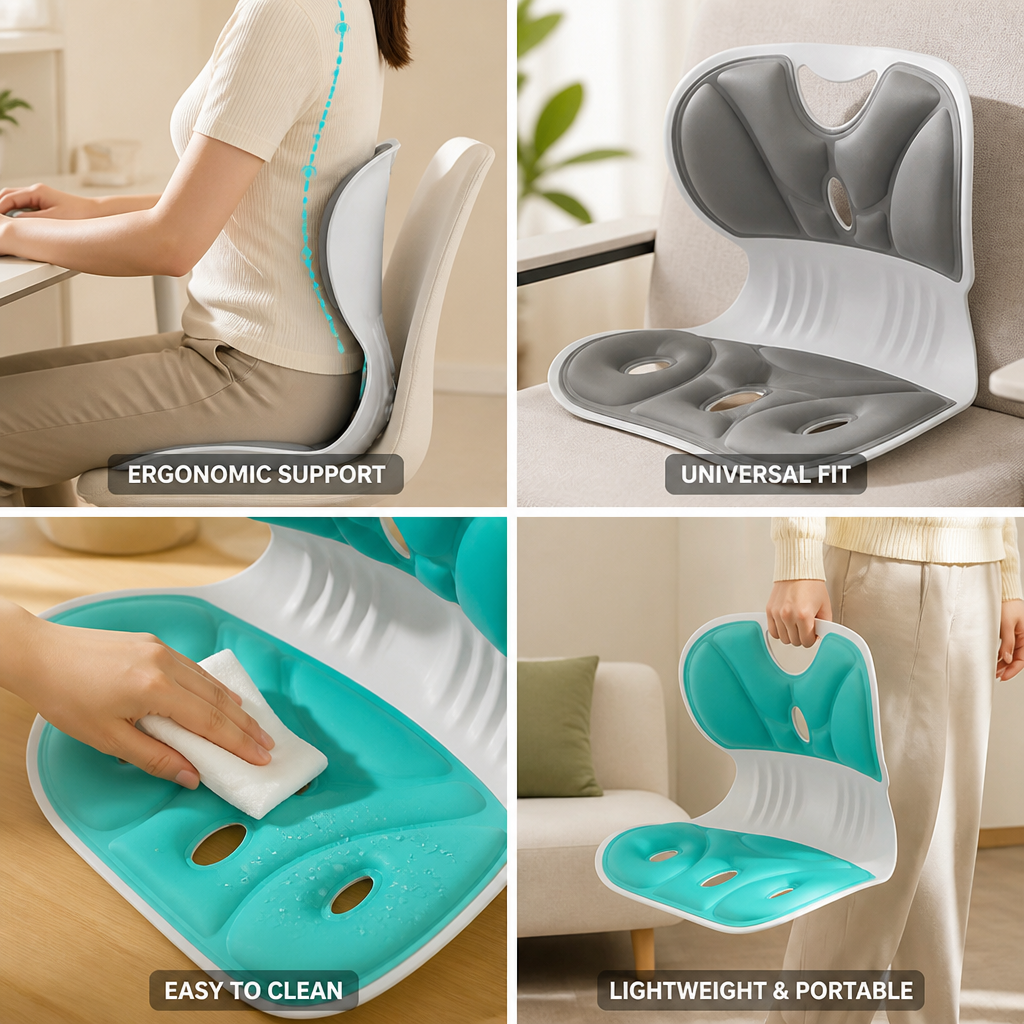 Lumbar Support Cushion Ergonomic Contoured Universal Fit Easy Clean