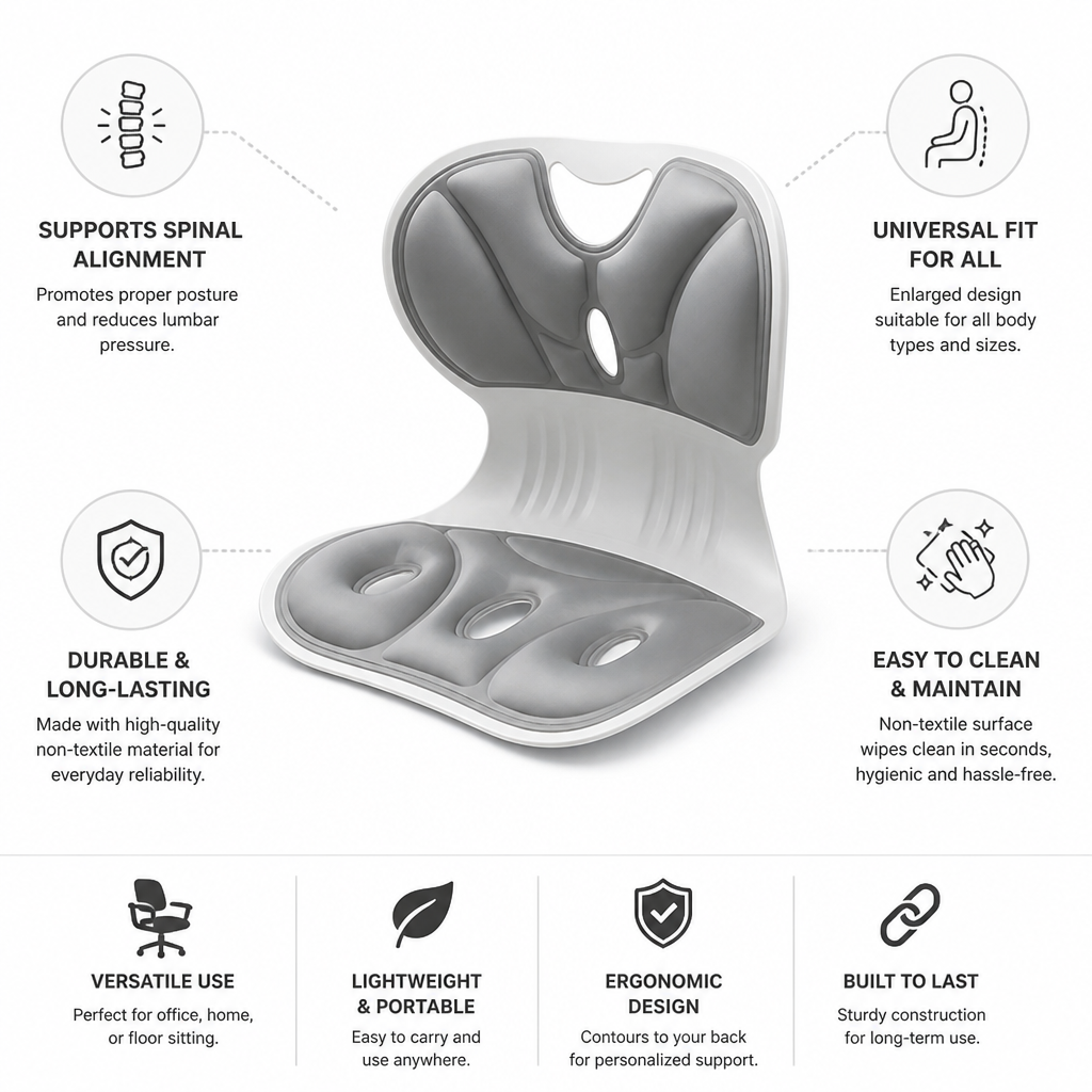 Lumbar Support Cushion Ergonomic Contoured Universal Fit Easy Clean