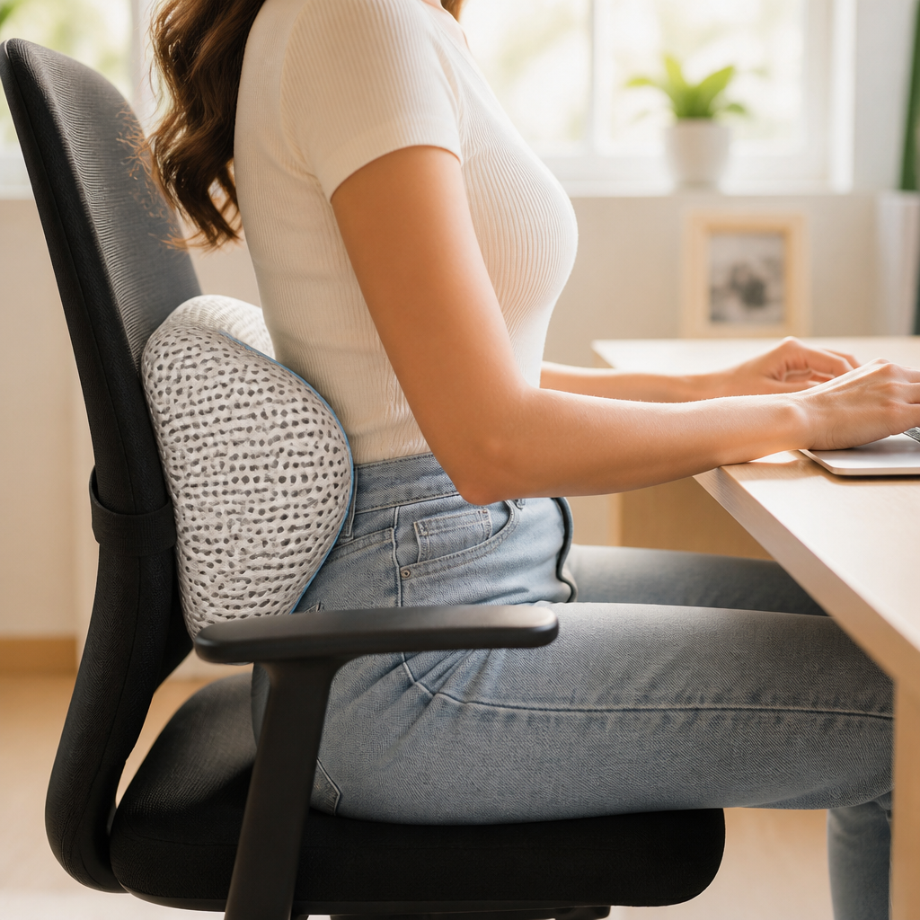 Lumbar Support Cushion Memory Foam Removable Mesh Cover