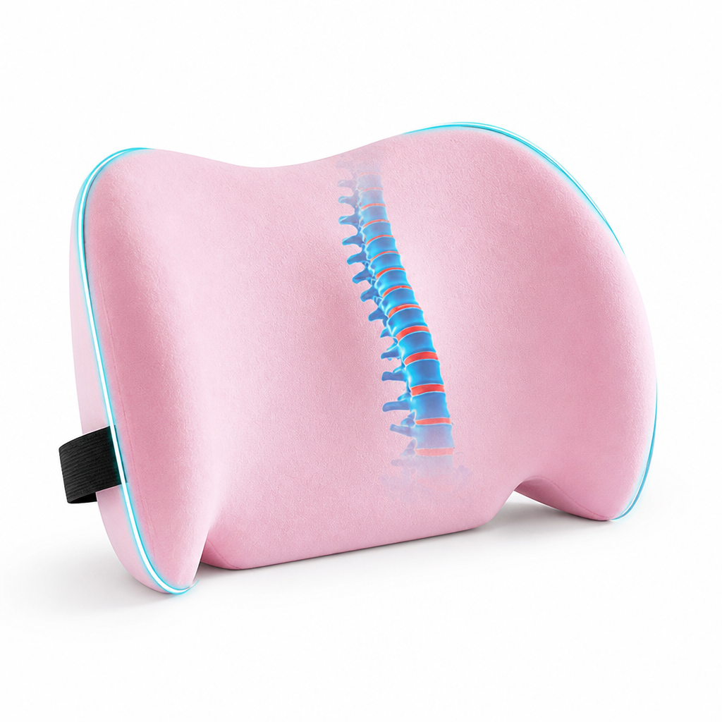 Lumbar Support Pillow Ergonomic High-Density Memory Foam Adjustable Strap