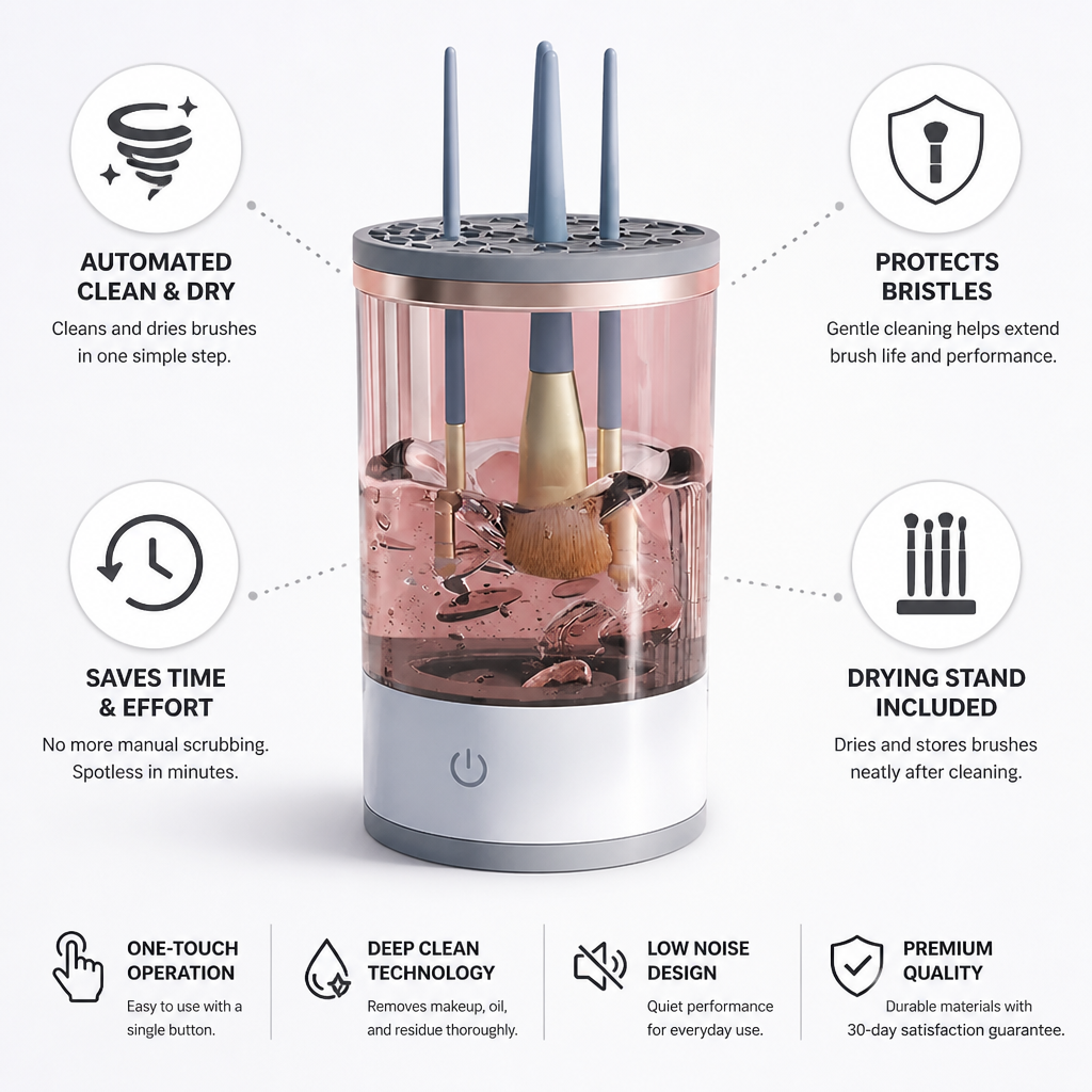 Makeup Brush Cleaner Automatic Spin Clean & Dry