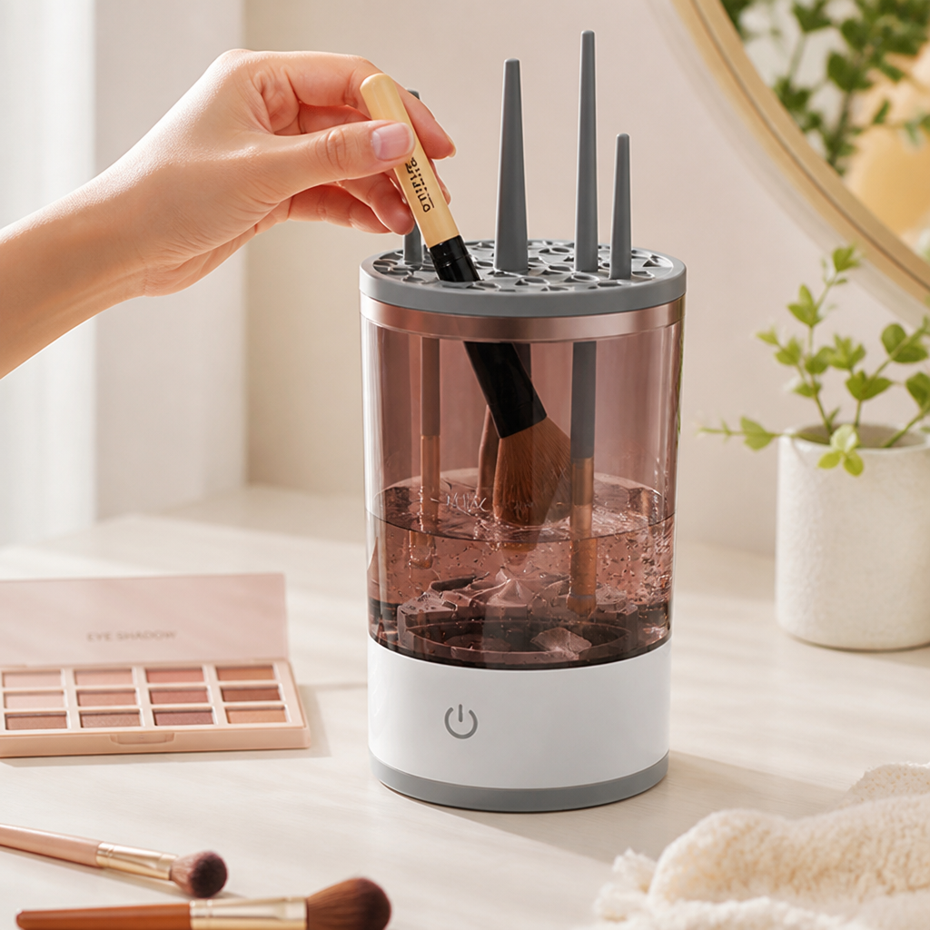 Makeup Brush Cleaner Automatic Spin & Dry Universal Fit Adapters