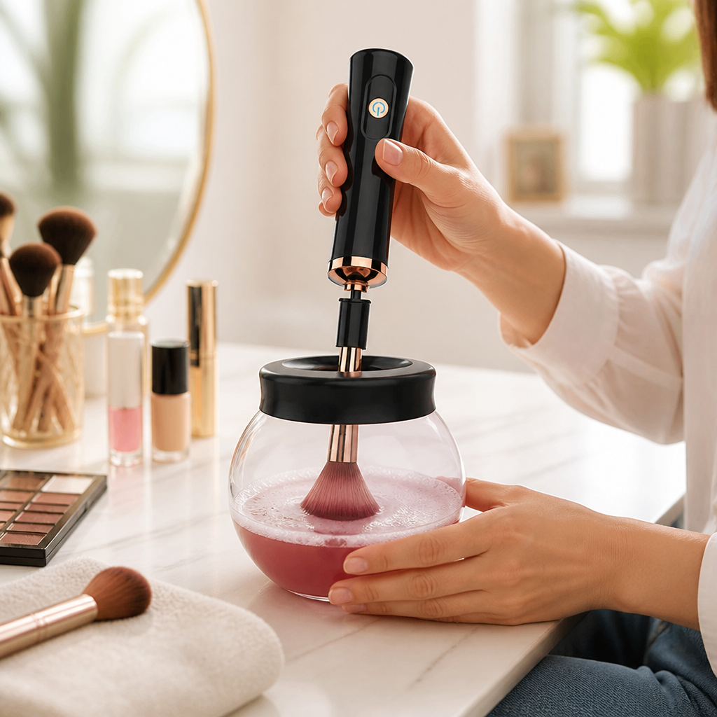 Makeup Brush Cleaner & Dryer One-Minute Rubber Sleeves