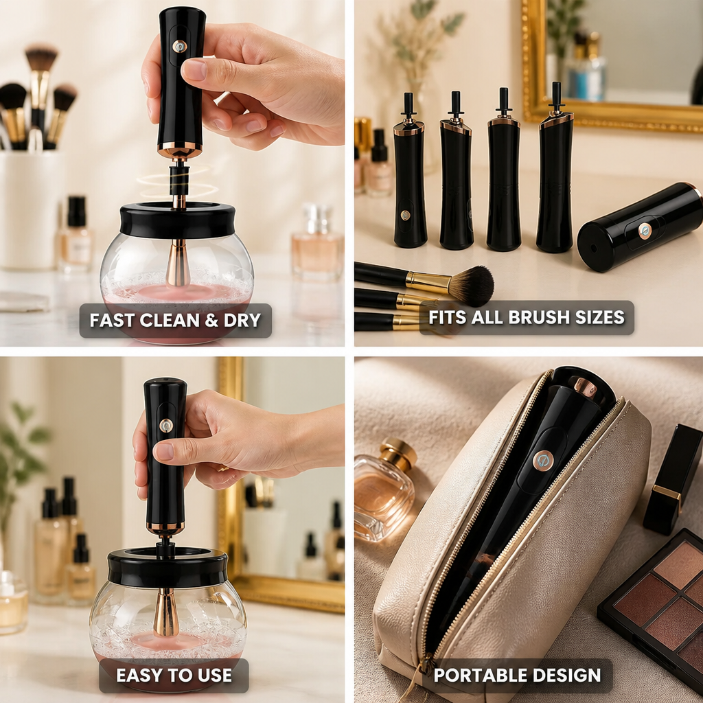 Makeup Brush Cleaner & Dryer One-Minute Rubber Sleeves