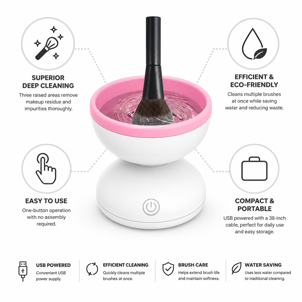 Makeup Brush Cleaner USB Powered Deep-Cleaning