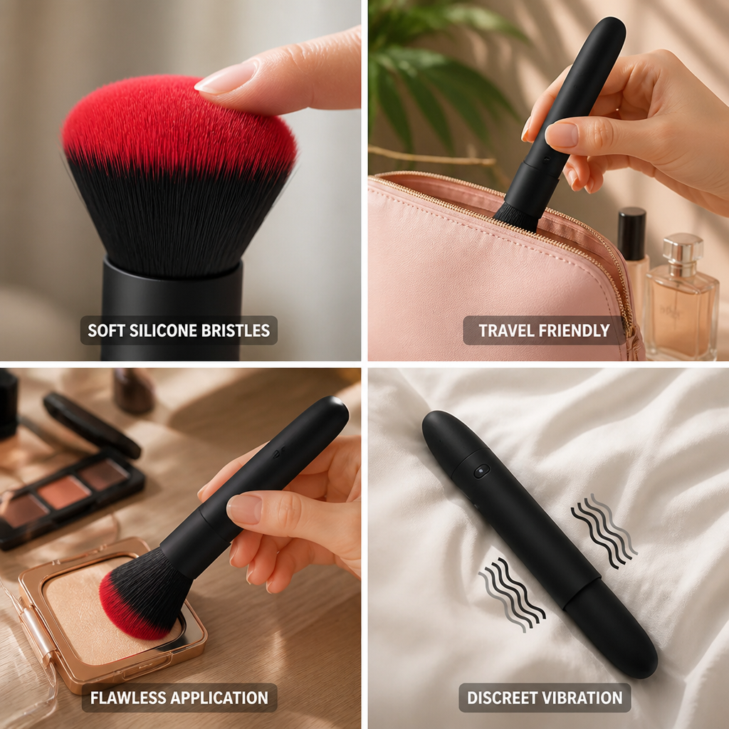 Makeup Brush Silicone Vibrating Dual Use